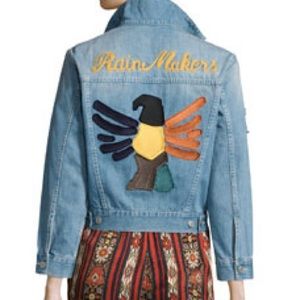 NWOT Sz 36 2 Isabel Marant Blue Purd Rain Makers Embroidered Denim Jean …